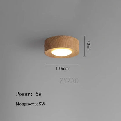 WoodenGlow Walnut LED Ceiling Light Modern Wooden Spotlight