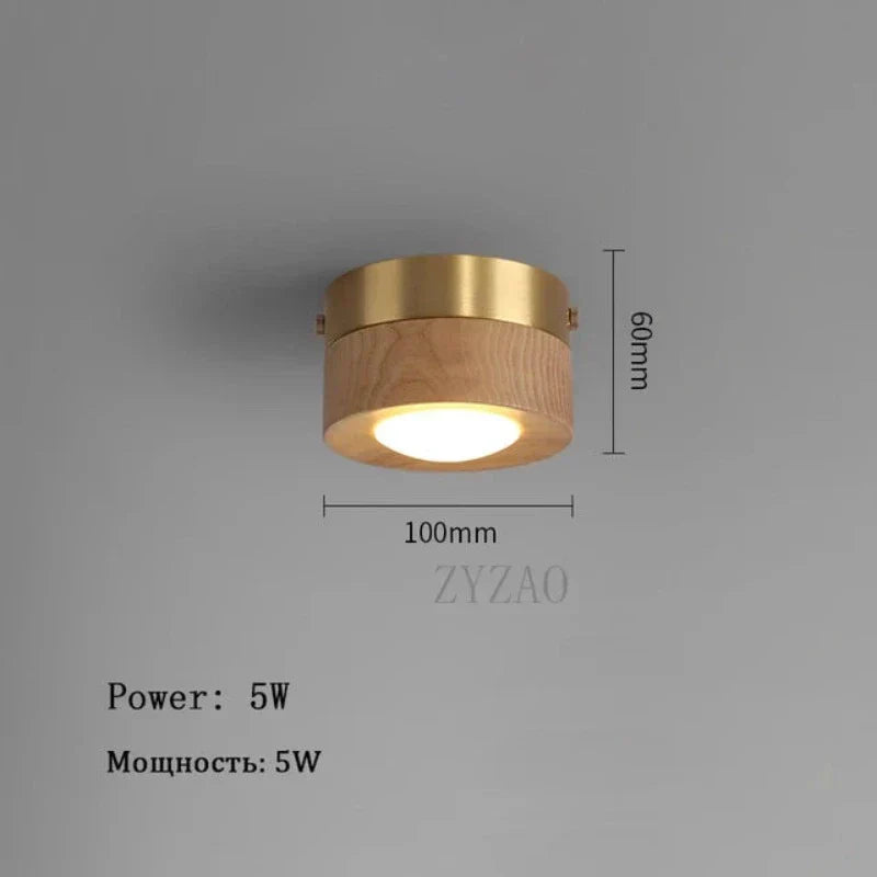 WoodenGlow Walnut LED Ceiling Light Modern Wooden Spotlight