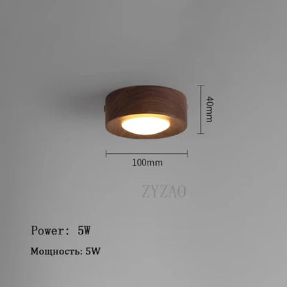 WoodenGlow Walnut LED Ceiling Light Modern Wooden Spotlight