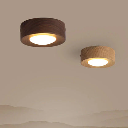 WoodenGlow Walnut LED Ceiling Light Modern Wooden Spotlight