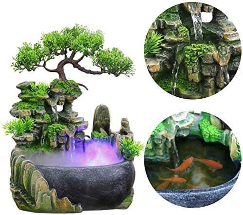ZenFlow Tabletop Water Fountain with LED Light