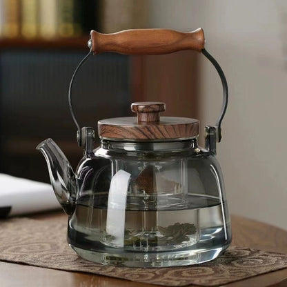 Zoie Glass Teapot with Infuser Wooden Handle 1000ml