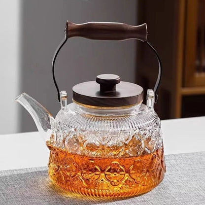 Zoie Glass Teapot with Infuser Wooden Handle 1000ml
