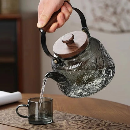 Zoie Glass Teapot with Infuser Wooden Handle 1000ml