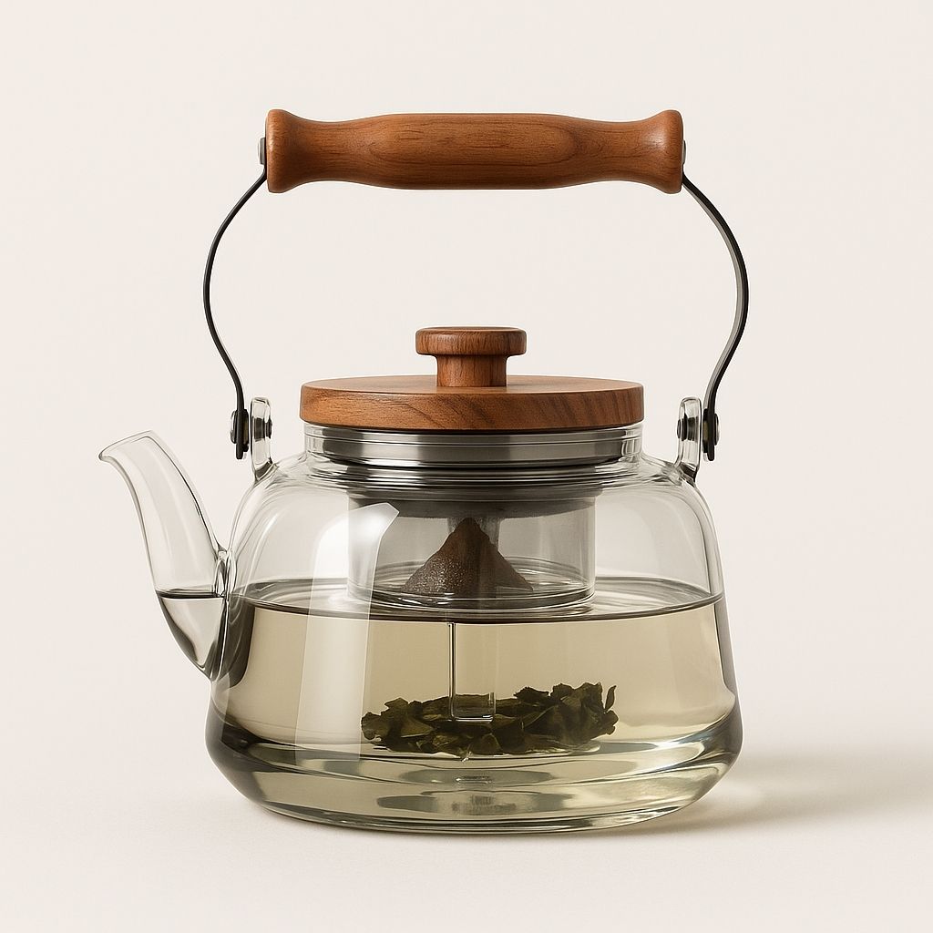 Zoie Glass Teapot with Infuser Wooden Handle 1000ml