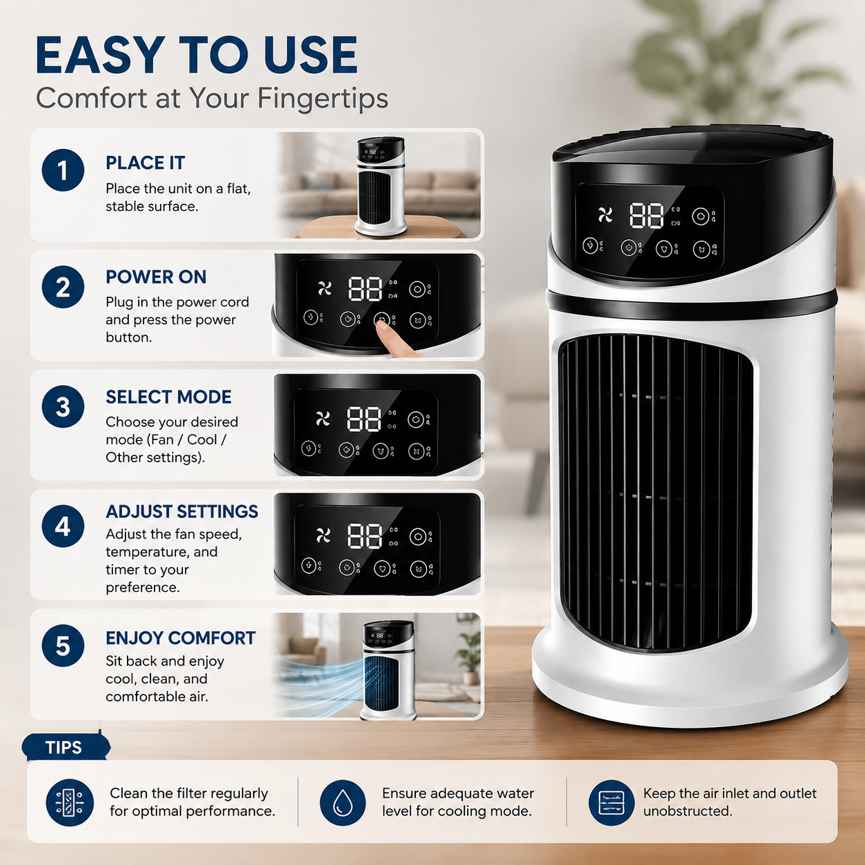 Compact Portable Evaporative Air Cooler