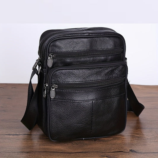 Herre ægte læder skuldertaske koskind crossbody justerbar rem
