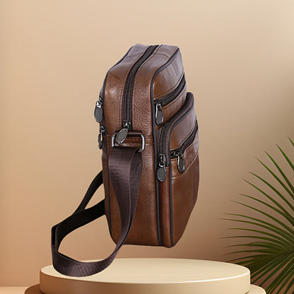 Heren echte leren schoudertas koeienhuid crossbody verstelbare riem