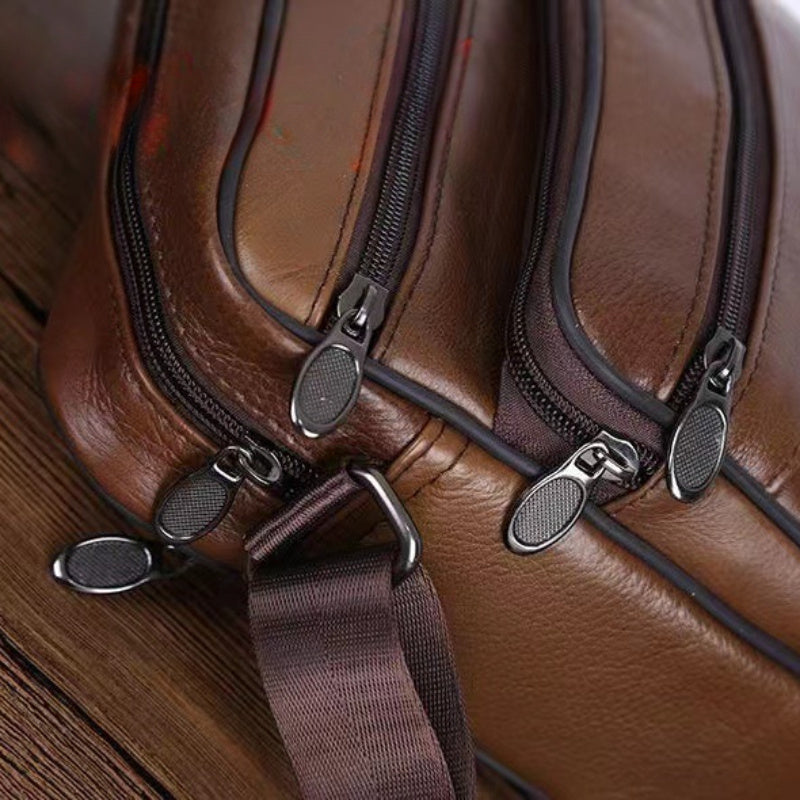 Heren echte leren schoudertas koeienhuid crossbody verstelbare riem